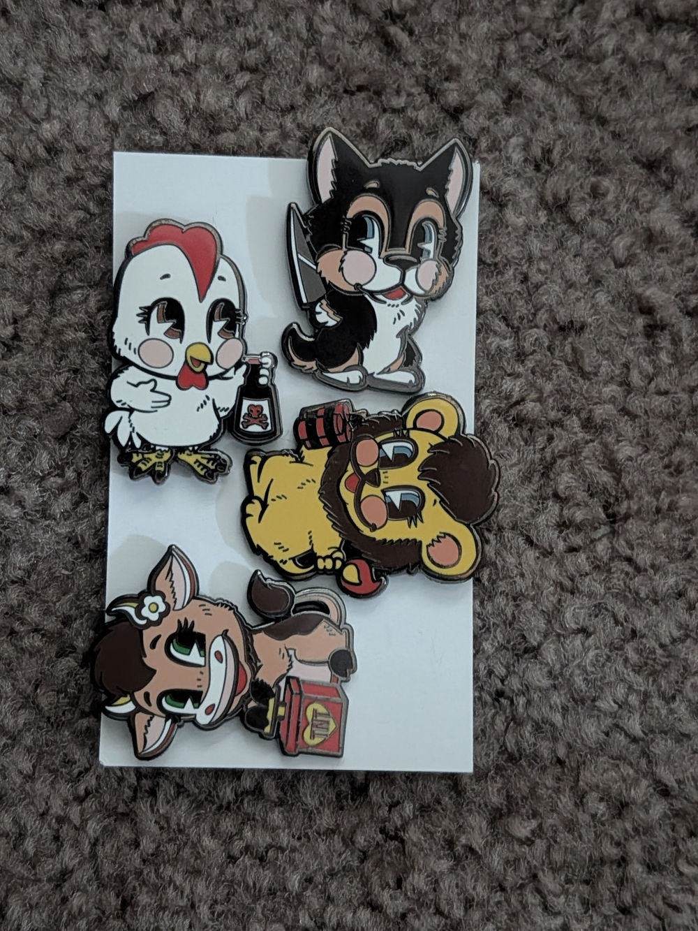 Funko Farm Animal Enamel Pins - White, Black, Yellow, Brown, Red